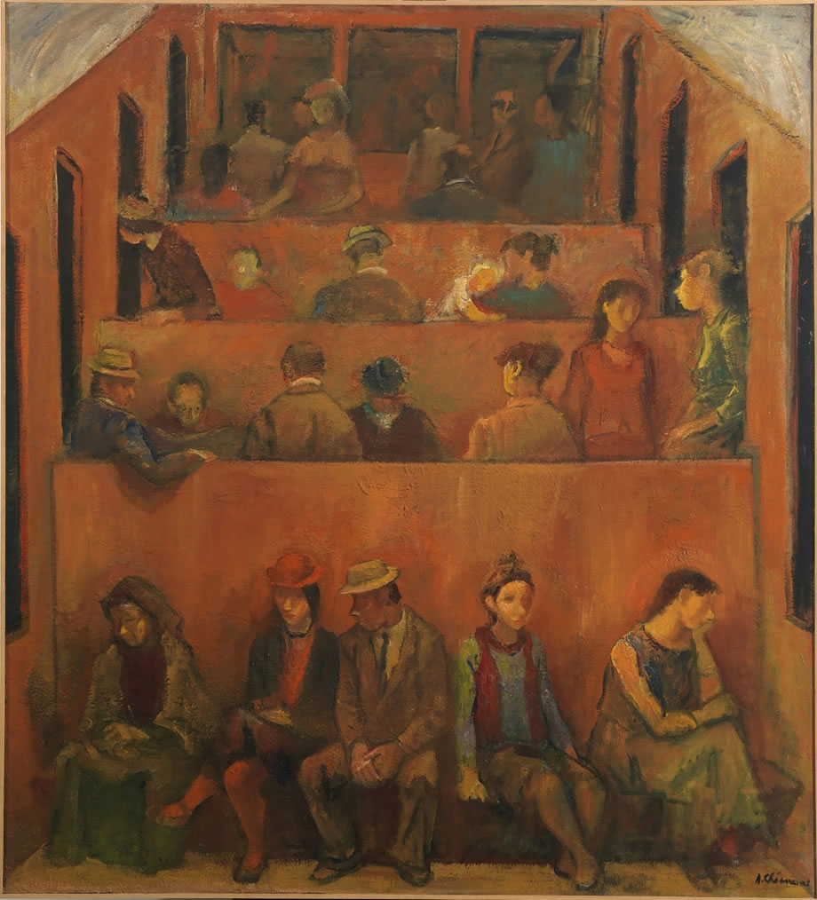 Funicolare, 1940-‘45, olio su tela, cm 165x150, esposta alle mostre, “Arte a Napoli 1920-45”, Maschio Angioino, Napoli e Palazzo delle Esposizioni, Roma 2000-01, Museo del Novecento, Castel Sant’Elmo, Napoli.